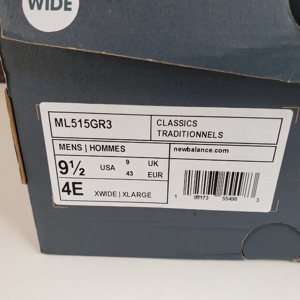 NEW BALANCE 515 V3 Athletic Running Shoes Men's Size 9.5 4E Wide Gray/White NIB - Picture 12 of 12
